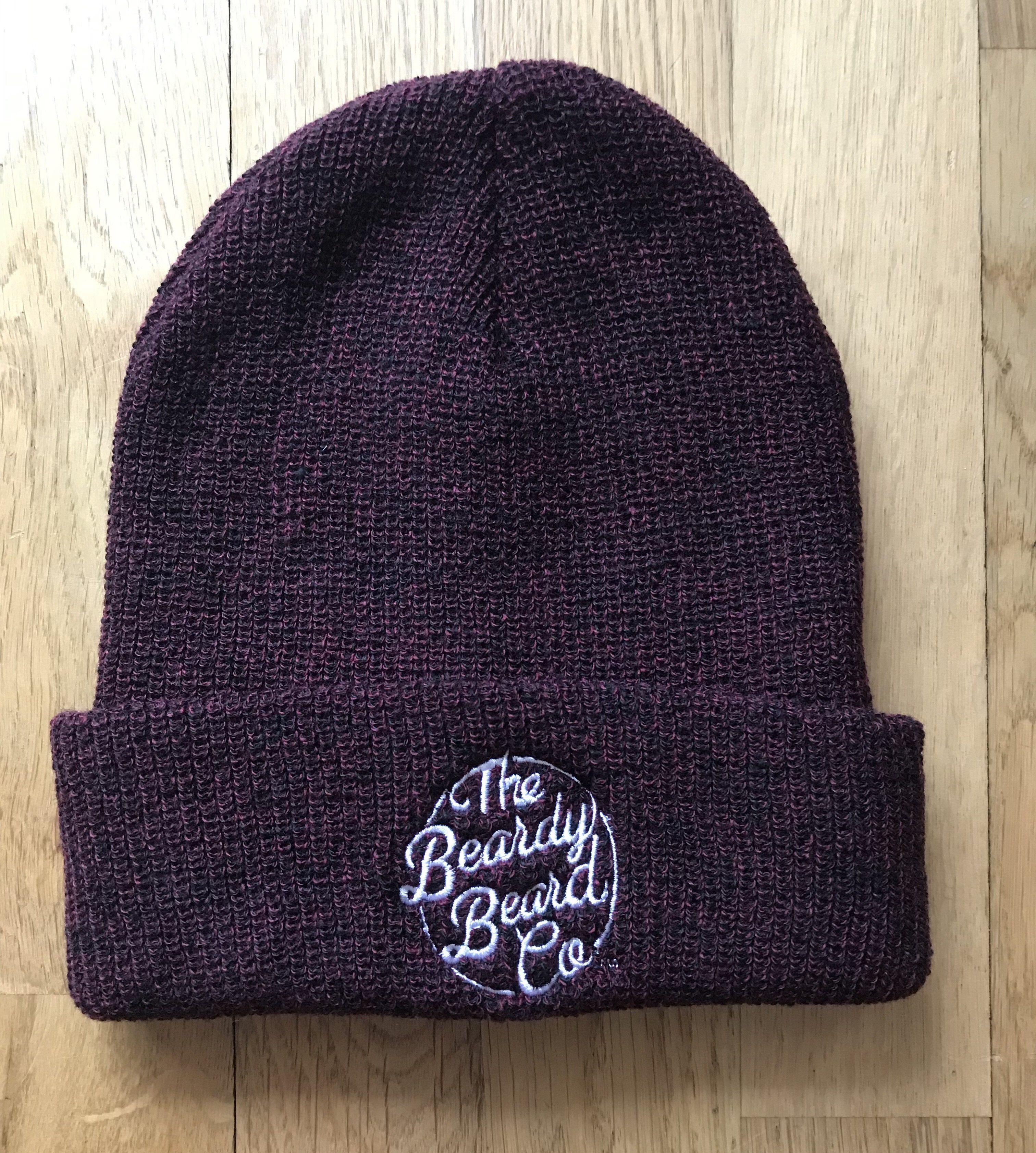 Burgandy and Grey Logo - Logo Beanie - Burgundy - The Beardy Beard Co