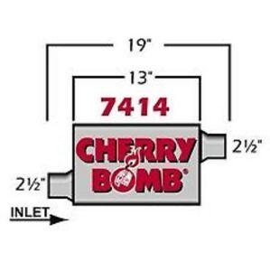 Cherry Bomb Exhaust Logo - CHERRY BOMB 7414 MUFFLER EXHAUST 2.5 O/O 4