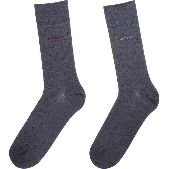 Burgandy and Grey Logo - Hugo Boss 2 Pack Cotton Logo Socks Grey/Burgundy Spot