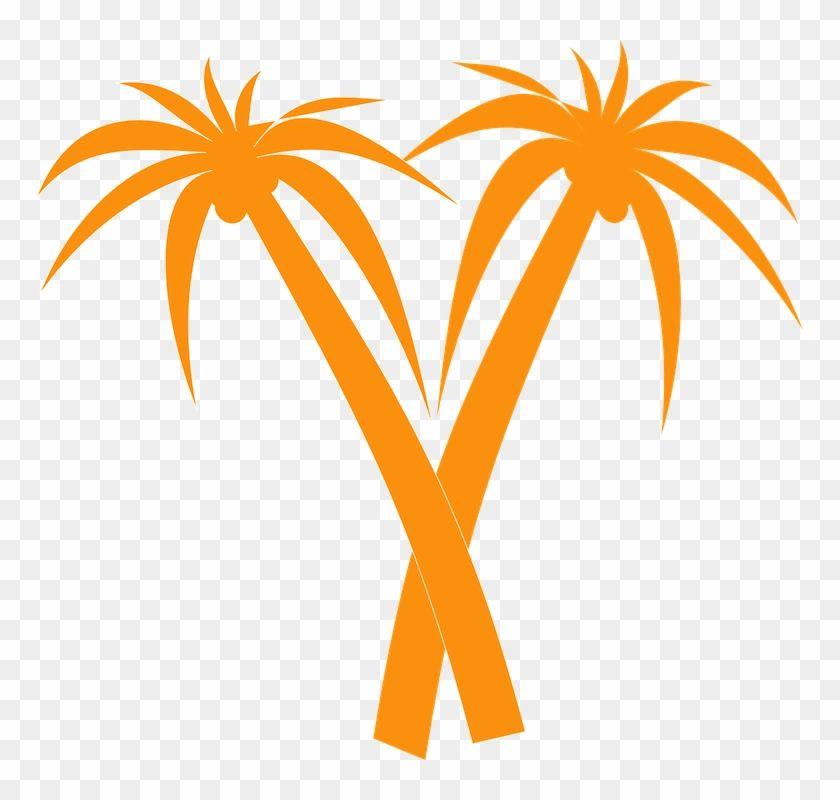 Orange Palm Tree Logo - Palm Trees Orange Tropical Palm Silhouette Crossed Palm