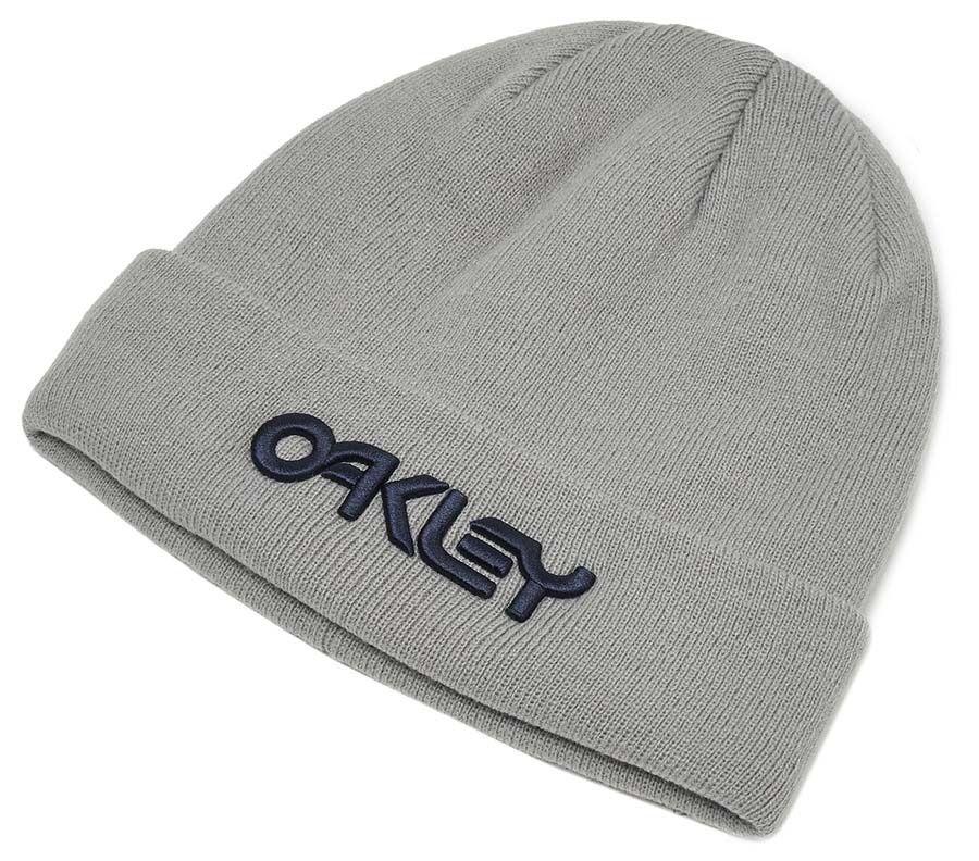 Beanie with Logo - Oakley B1B Logo Snowboard Ski Beanie Hat, One Size Stone Grey