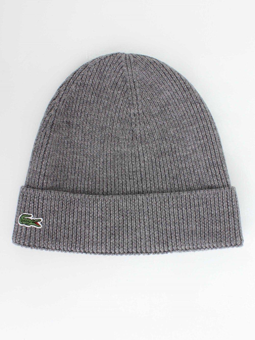 Beanie with Logo - Lacoste Knitted Logo Beanie in Stone | Northern Threads