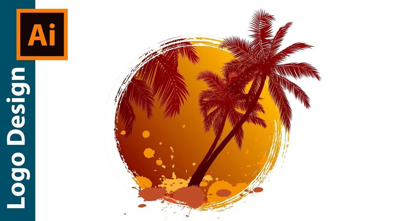 Orange Palm Tree Logo - How to design a Palm Tree Logo - Adobe Illustrator Tutorial - YouTube