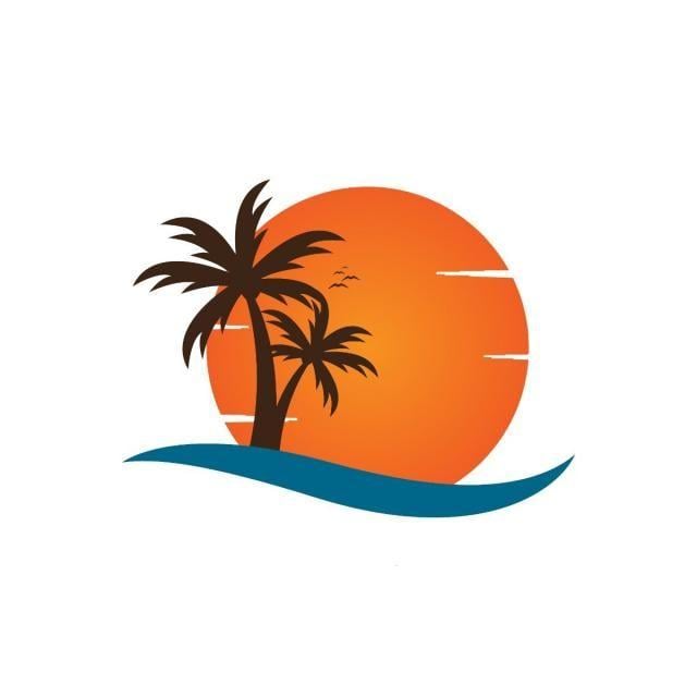 Orange Palm Tree Logo - Palm tree on a beach logo design template vector Template for Free