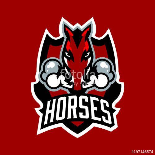 Red Stallion Logo - Colorful logo, emblem, horse sticker emitting steam from nostrils ...