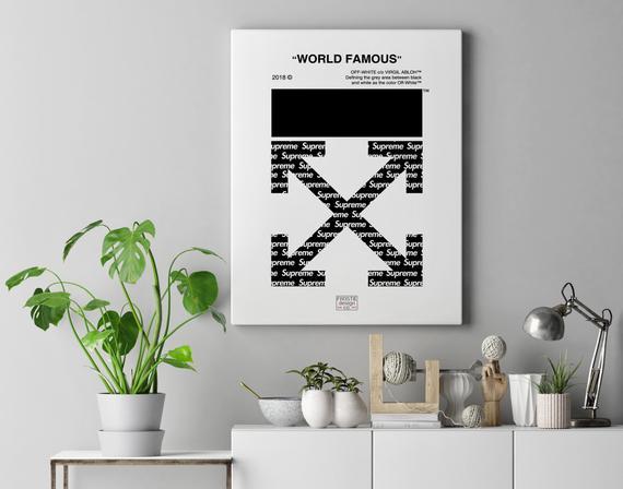 Famous White Box Logo - Off White X Supreme WORLD FAMOUS Custom Box Logo