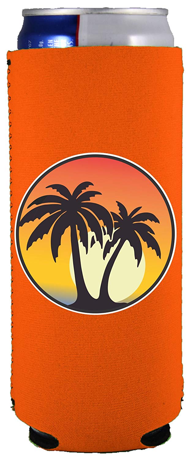 Orange Palm Tree Logo - Coolie Junction Palm Tree Sunset Slim Can Coolie (Orange): Amazon.co ...