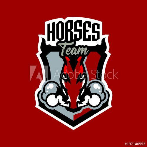 Red Stallion Logo - Colorful logo, emblem, horse sticker emitting steam from nostrils ...