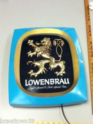 Lowenbrau Lion Logo - HA2 LOWENBRAU BEER SIGN LIGHT LION LOGO LIGHTED OLD BACK BAR VINTAGE