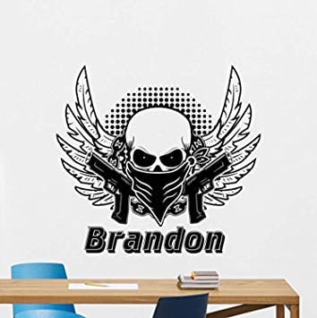 Cool Wings Logo - Amazon.com: Personalized Military Wall Decal Skull Bandit Guns Wings ...