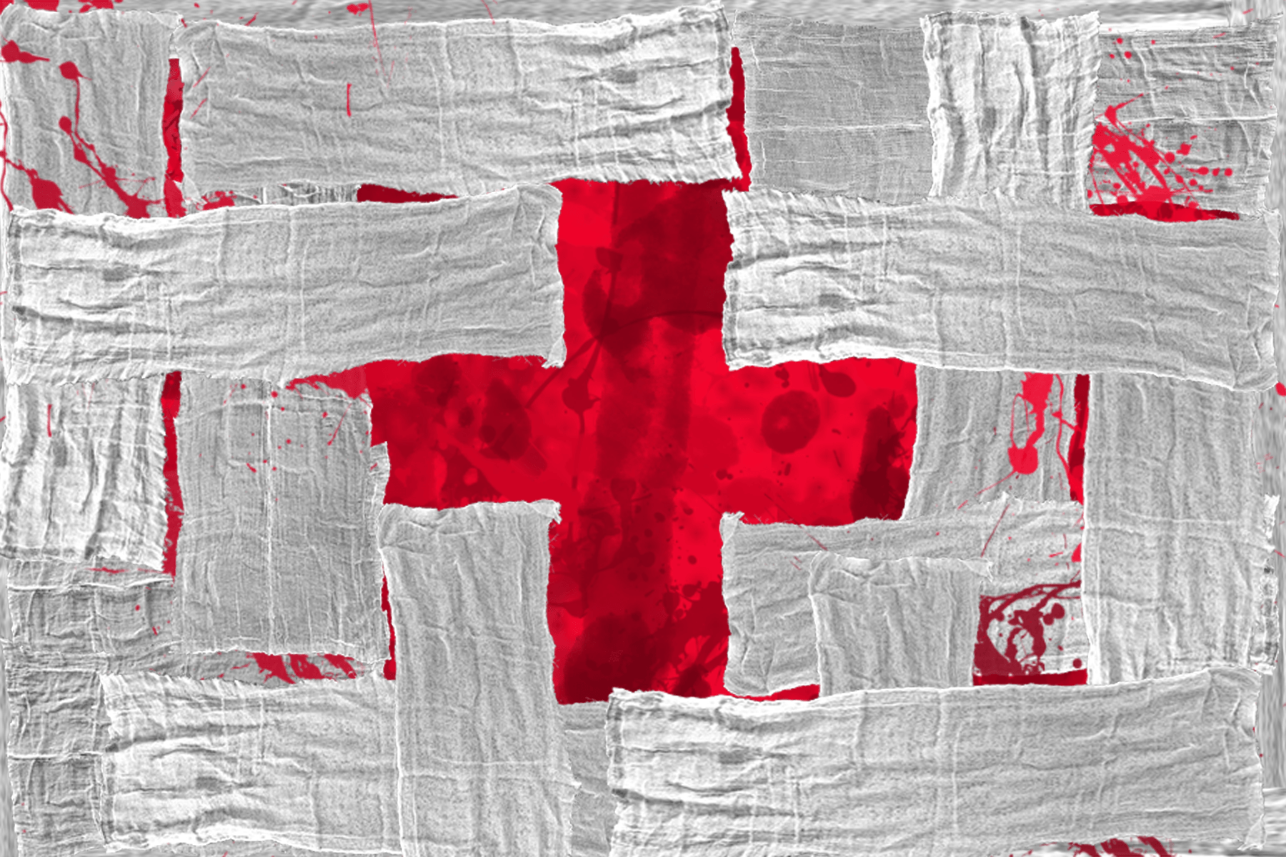 Red Cross Bandage Logo - Realistic Red Cross Flag - blood and bandages : vexillology