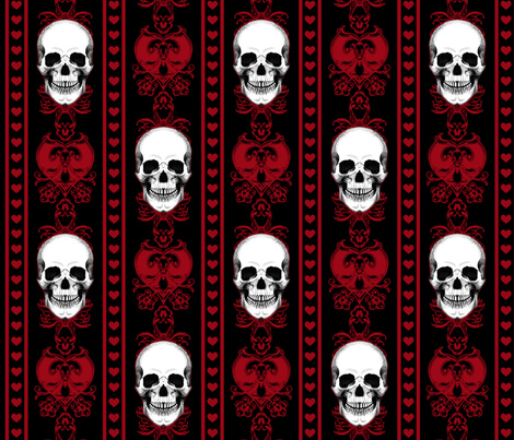 Red and Black Skull Logo - Baroque Skull Stripe Red Black fabric - ophelia - Spoonflower