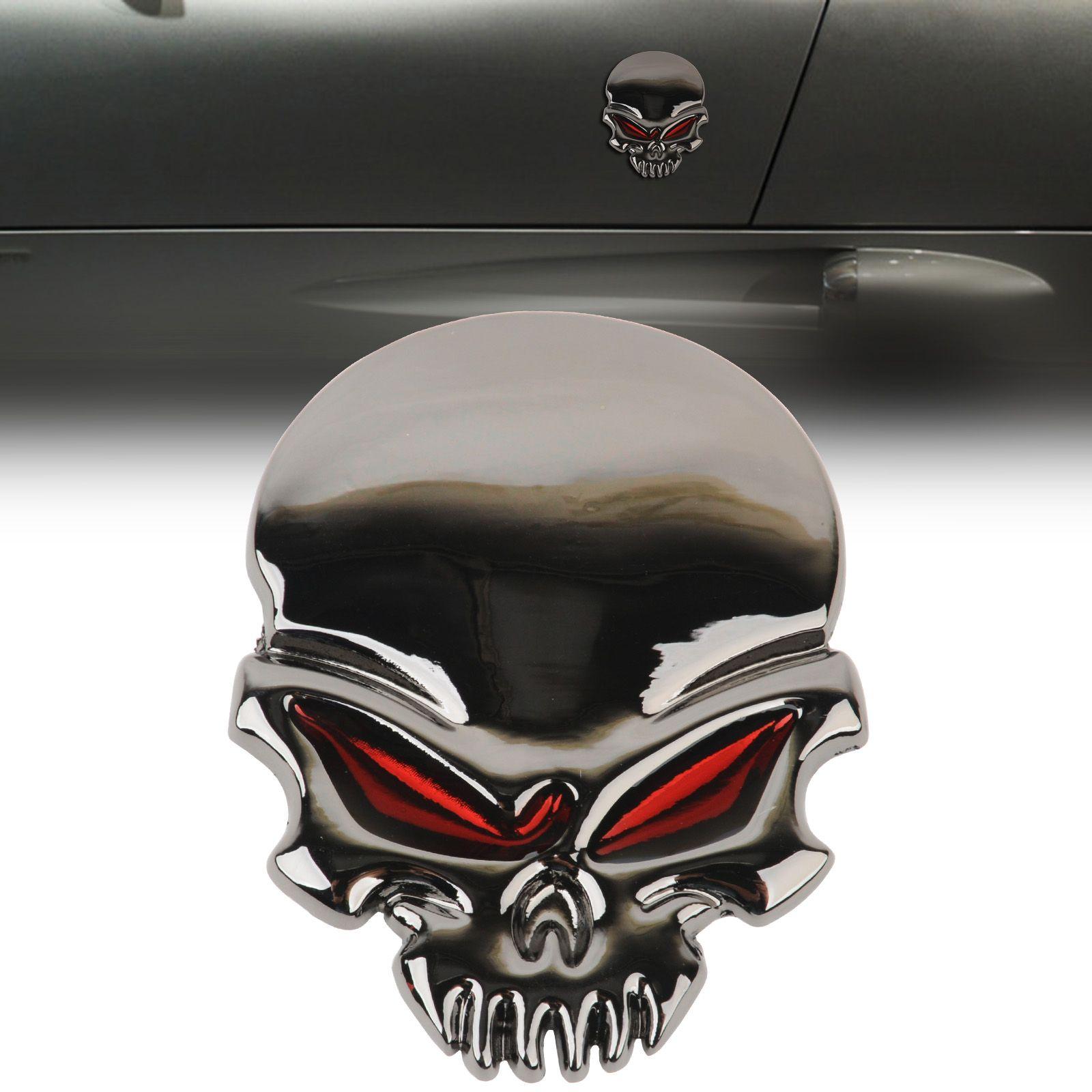 Red and Black Skull Logo - 1x 3D Red Eyes Skull Bone Devil Metal Car Emblem Badge Sticker Decal ...