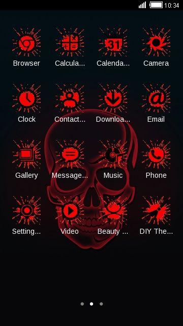 Red and Black Skull Logo - Download cool neon red skull theme for your Android phone — CLauncher