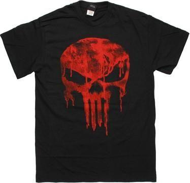 Red and Black Skull Logo - Punisher Red Drip Skull Logo T Shirt (SM)