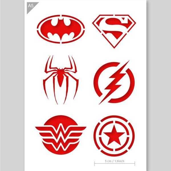 Superhero Hero Logo - Superhero emblem stencil from QBIX