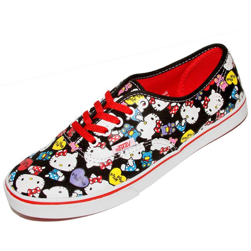 Hello Kitty Vans Logo - Vans VN 0IEB66Z Youth Authentic Low Pro Hello Kitty Black Red. FREE