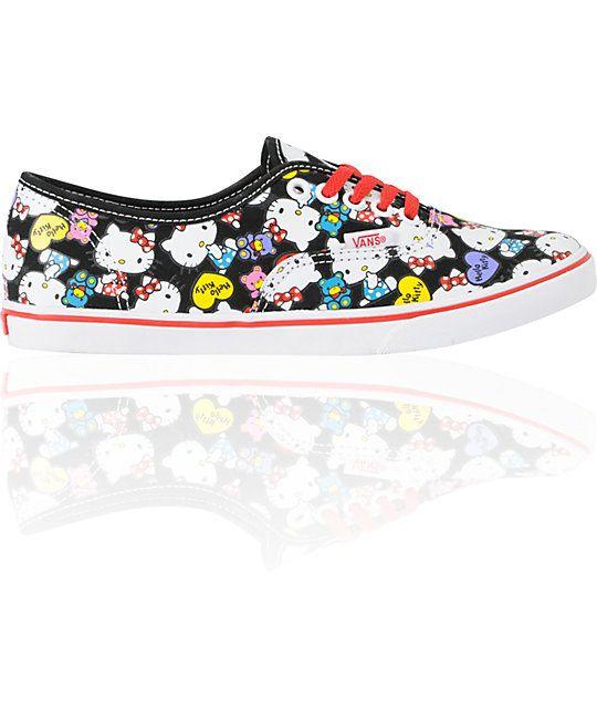 Hello Kitty Vans Logo - Hello Kitty Vans Black & Red Authentic Lo Pro Shoes