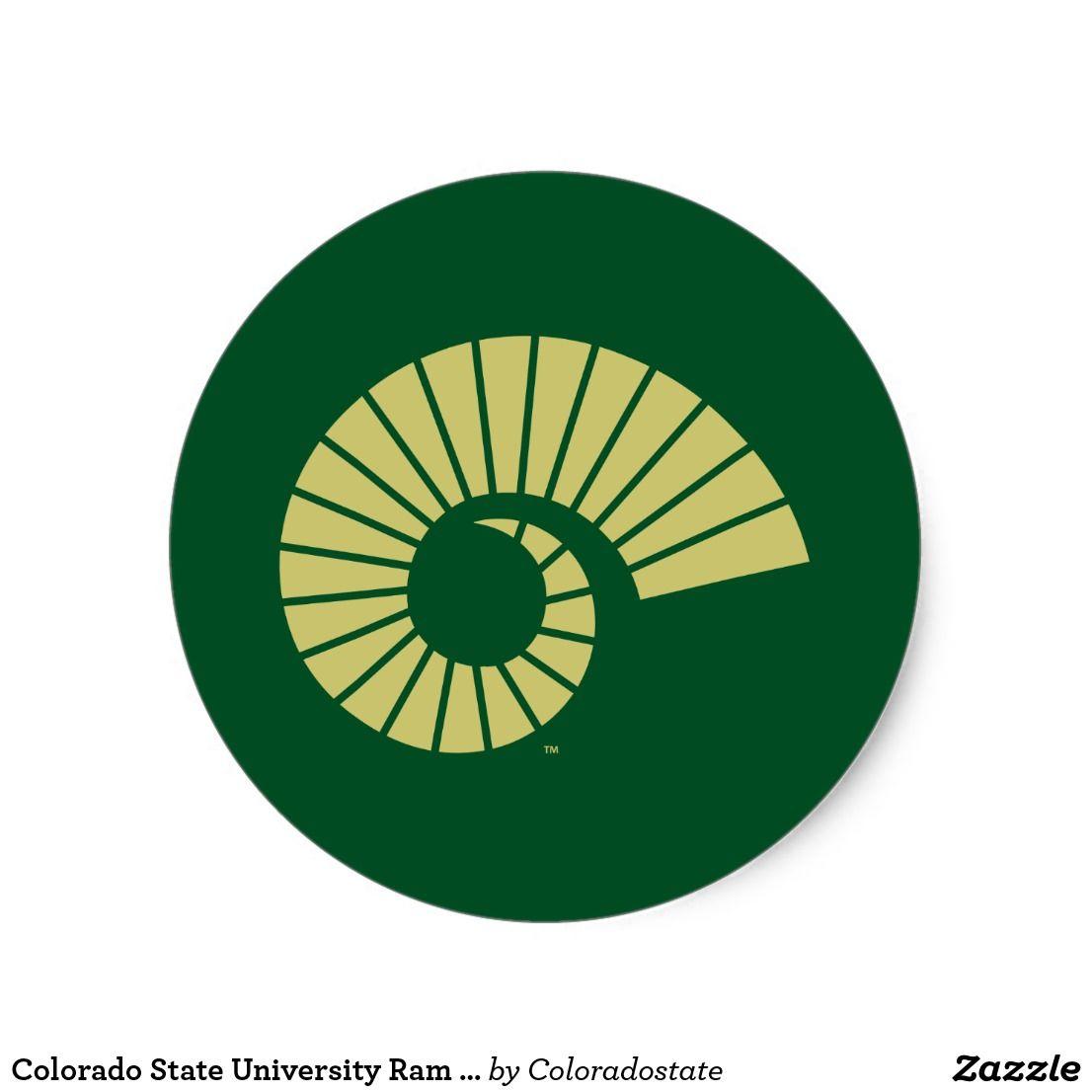Green and Gold Ram Logo - Colorado State University Ram Horn Gold Classic Round Sticker ...