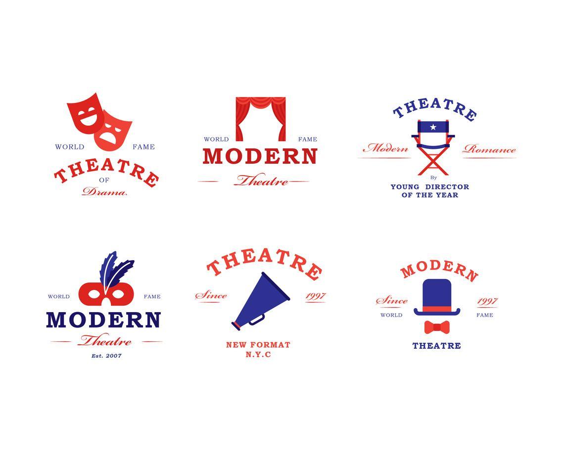 Theater Logo - Theater Logo Design Set Vector Art & Graphics | freevector.com