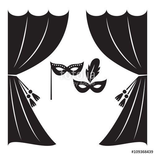Theater Logo - Theater curtain and masks vector illustration. Theater logo, label