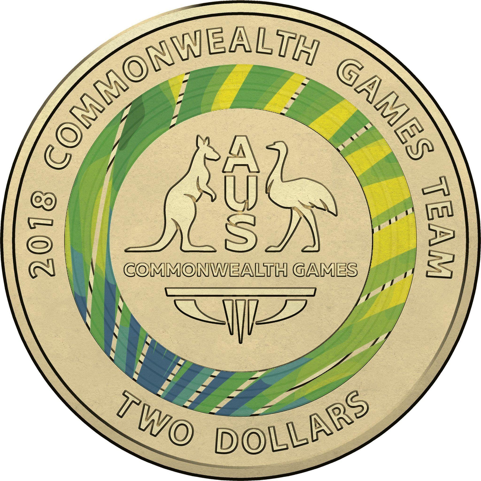 Green and Gold Ram Logo - RAM Commonwealth Games Coat of Arms Coloured Circulating Coin