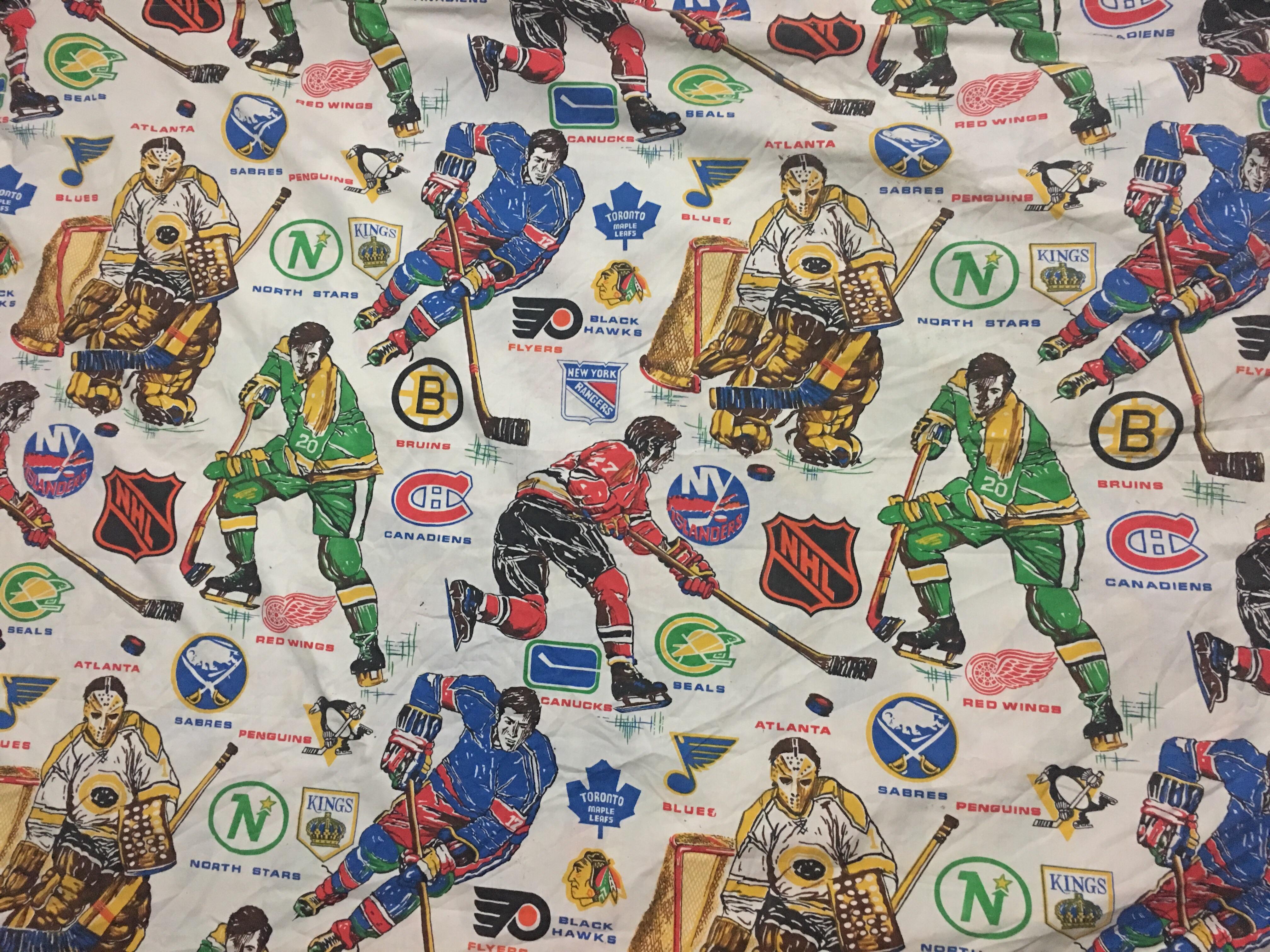 90s NHL Logo - My childhood NHL bedsheets from the 90s. Featuring some throwback