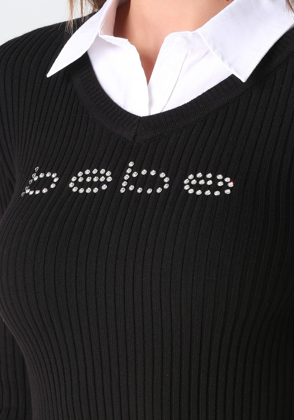 Bebe Clothing Logo - Lyst - Bebe Logo 2-fer Sweater Top in Black