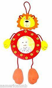 A Reddish Orange Lion Logo - Baby Boy or Girl Wooden Photo Frame Lion Red Orange Yellow Hang ...