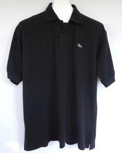 Black Alligator Logo - Lacoste Polo Shirt Solid Black Cotton Size 7 XL Alligator Logo Mens ...