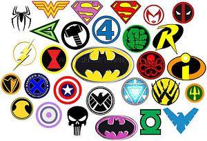Superheo Logo - Superhero logo Iron on heat transfer heroes marvel avengers lot SHL