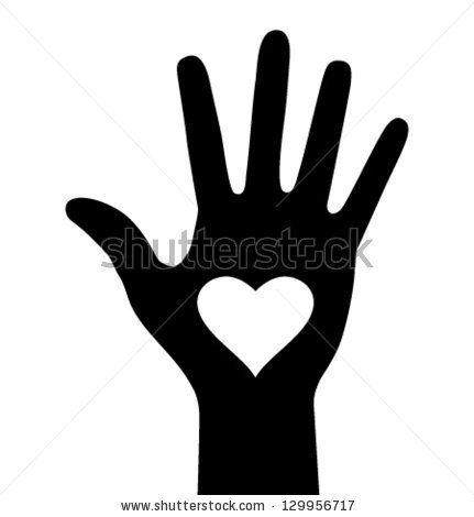 Black Hand Logo - Hand with heart icon, vector logo illustration - stock vector | hand ...
