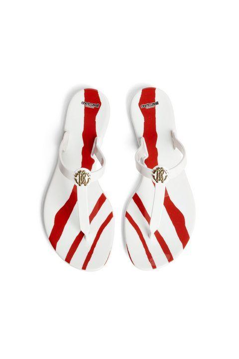 Optic White Logo - Optic white logo T-bar sandals - Official Roberto Cavalli® online store