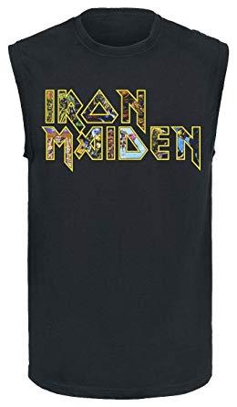 Iron Maiden M Logo - Iron Maiden Eddie Logo Tanktop Black M: Amazon.co.uk: Clothing