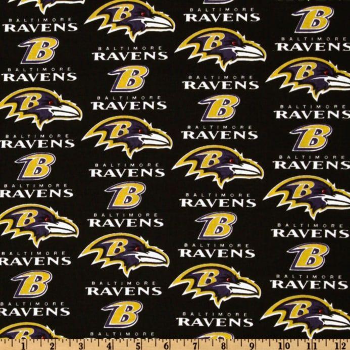 Purple Black and Gold Logo - NFL Cotton Broadcloth Baltimore Ravens Black Purple Gold