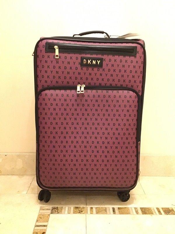 Purple Black and Gold Logo - DKNY Luxury Designer Suitcase Christmas Present Purple Black Gold
