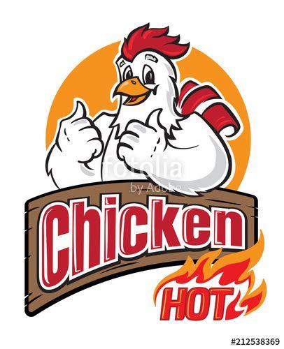 Red Bird Chicken Logo - Funny chicken logo on white background. Vector illustration Stock