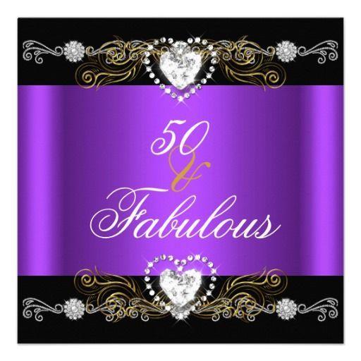 Red Purple Black and Gold Logo - Fabulous 50 Purple Black Silver Gold 50th Birthday Invitation ...