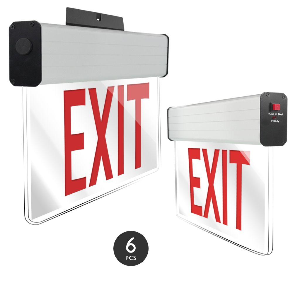 6 Red Letter Logo - LoadStone: [6 Pack] LED Exit Sign Emergency Light, Translucent Body ...