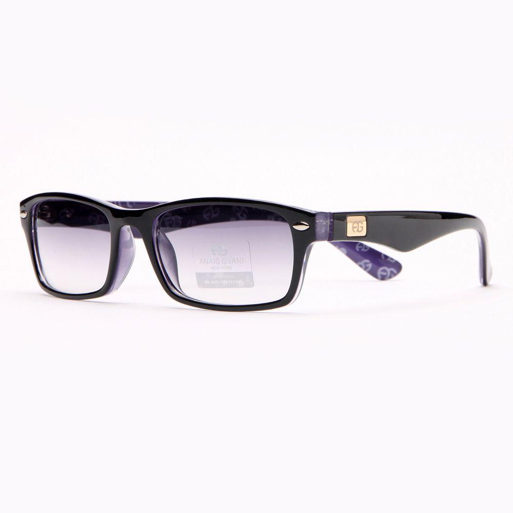 Purple Black and Gold Logo - Rectangular Frame Sunglasses W Gold Logo Accent