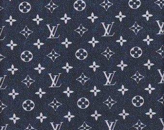 Louis Vuitton Blue Logo - Louis vuitton fabric by the yard | Etsy