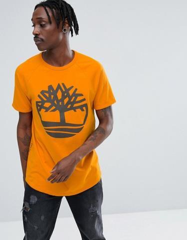 First Timberland Logo - Unparalleled For Men Timberland Print Orange T-Shirt Reflective Tree ...