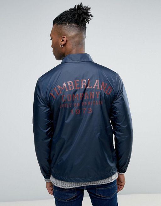 First Timberland Logo - Navy Timberland Jacket Slim Coach Back Logo Fit In Darksapphire ...