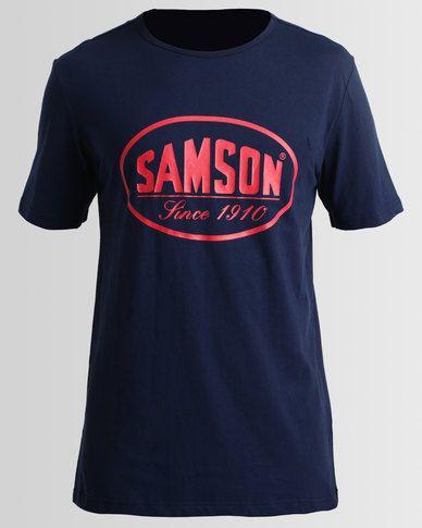 T in Oval Logo - Samson Oval Logo T Shirt Navy LXVRFK