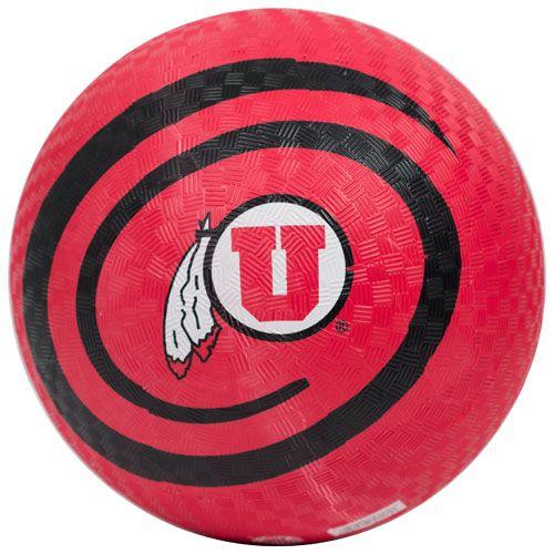 Ball U Logo - Red Rubber Athletic U Logo Black Swirl Playground Ball. Utah Red Zone