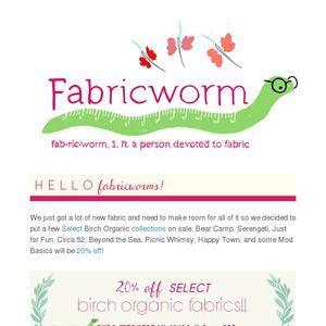 Fabric Worm Logo - Weeklong Sale | 20% off SELECT Birch Organic Fabrics