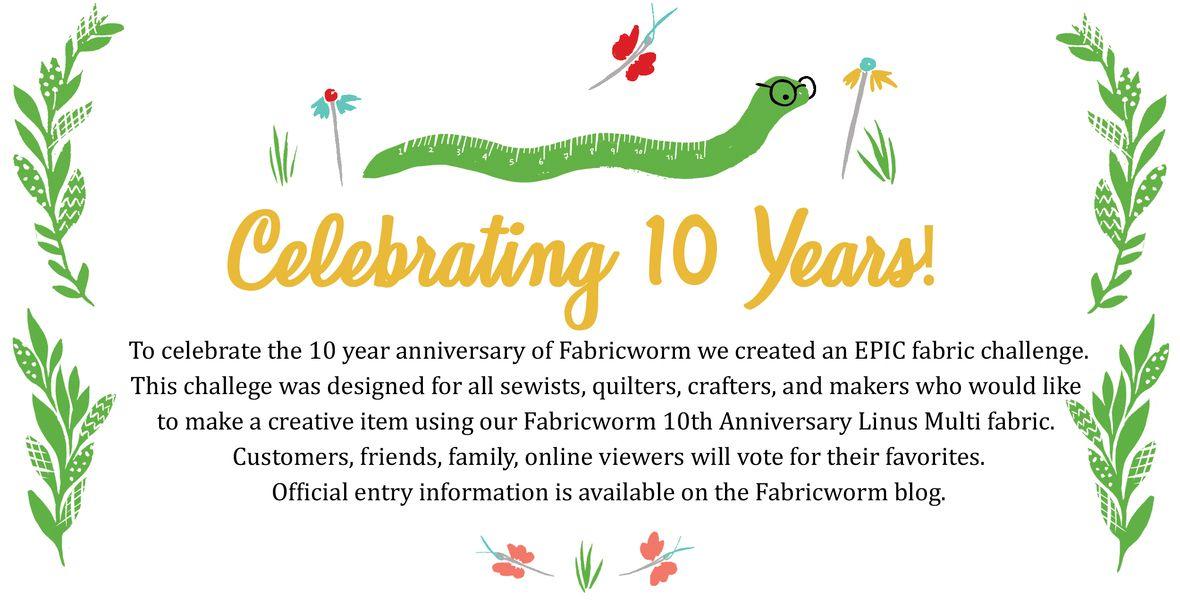 Fabric Worm Logo - 10th Anniversary Fabric Challenge Announced!! | FabricWorm