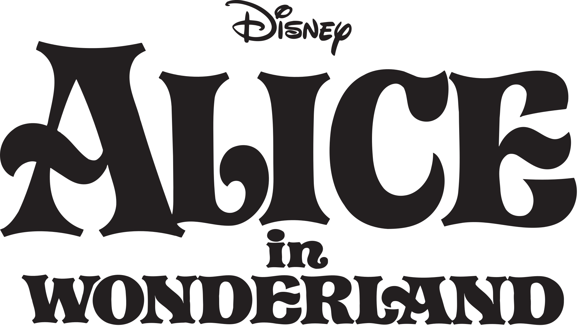 Disney's Alice in Wonderland Logo - File:Alice in Wonderland (1951) Logo Black.svg - Wikimedia Commons