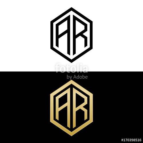 Ar Logo - initial letters logo ar black and gold monogram hexagon shape vector ...