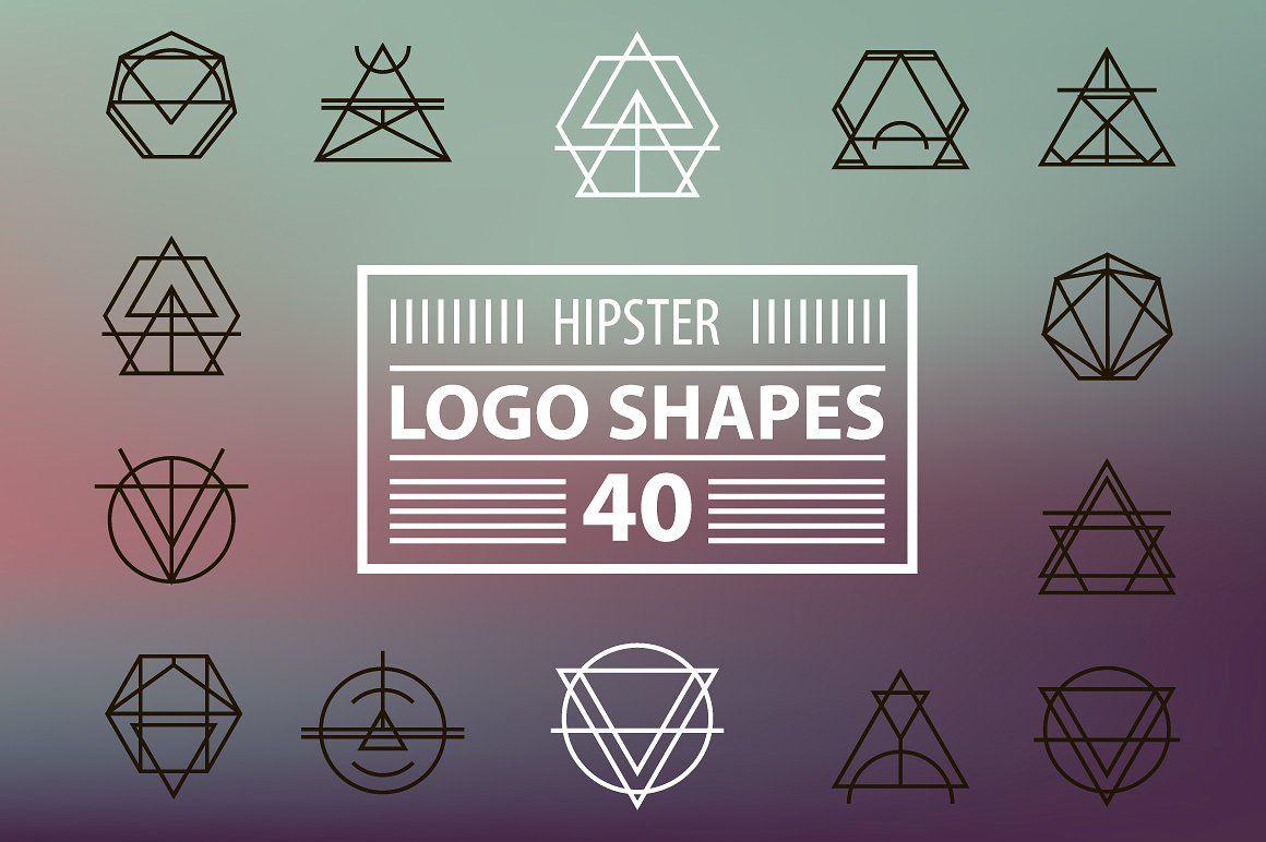 Hipster Triangle Logo - Hipster logo shapes set of 40 Logo Templates Creative Market